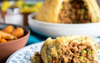 Instant Pot Keema Pie or Pudding - suet pastry filled with Indian spiced minced lamb