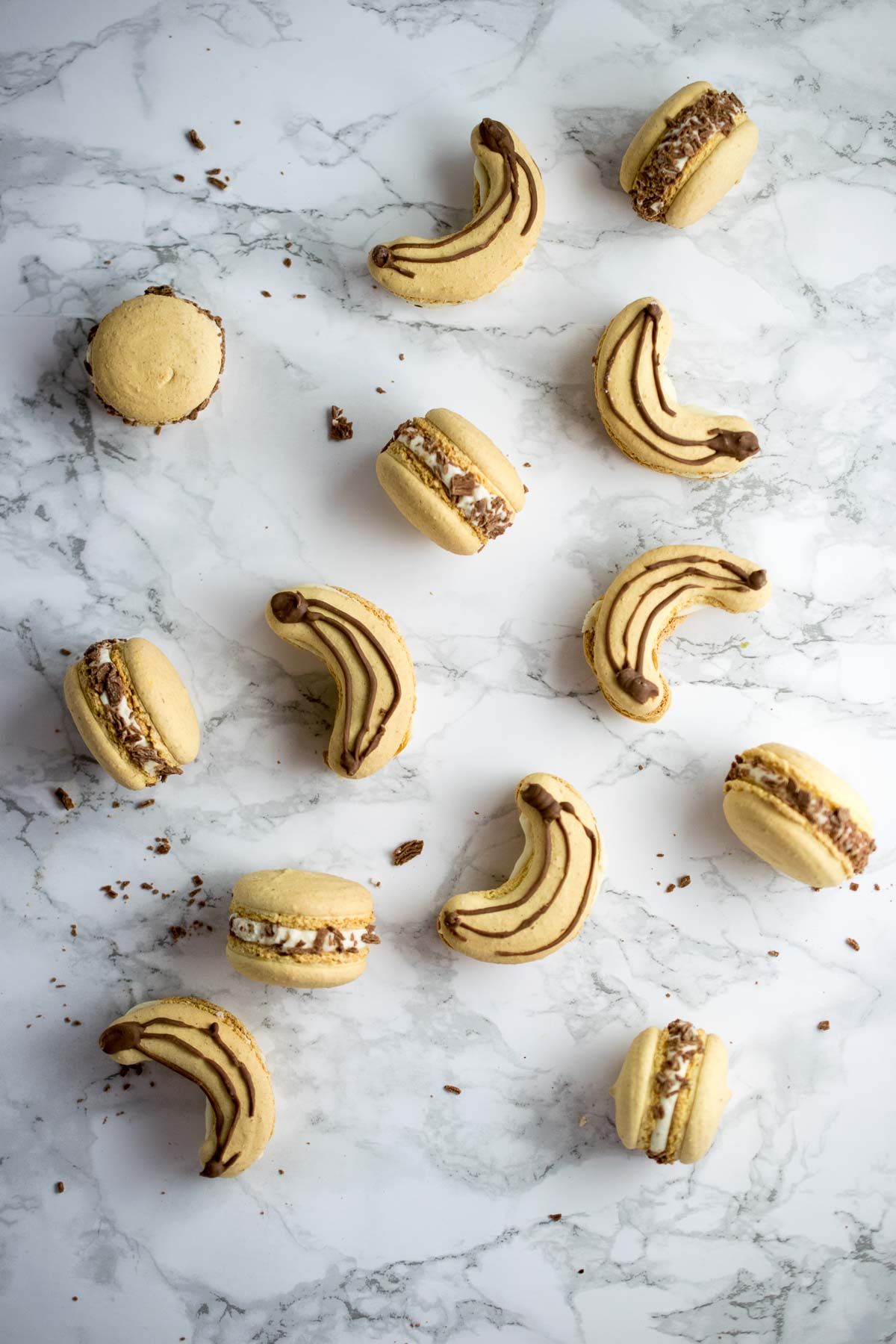 Banoffee Macarons - banana shells filled with vanilla buttercream and banana flavoured dulce de leche