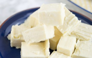 Chunks of fresh paneer made in the pressure cooker