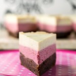 Instant Pot Neapolitan Cheesecake - layers of vanilla and strawberry cheesecake on top of a chocolate brownie base, cooked in the pressure cooker!