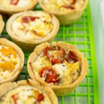 Miniature feta and roasted pepper quiches