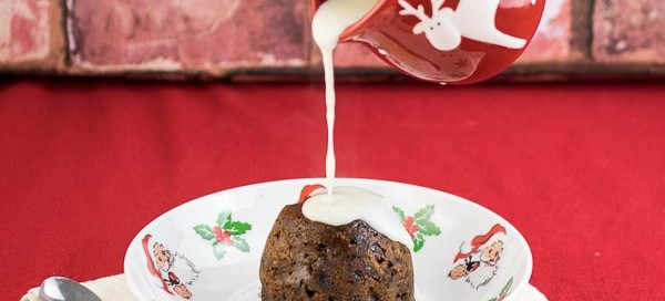Mini Christmas Pudding with homemade Rum Sauce